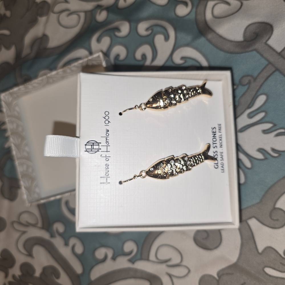 House of Harlow 1960 Gold Fish Earrings